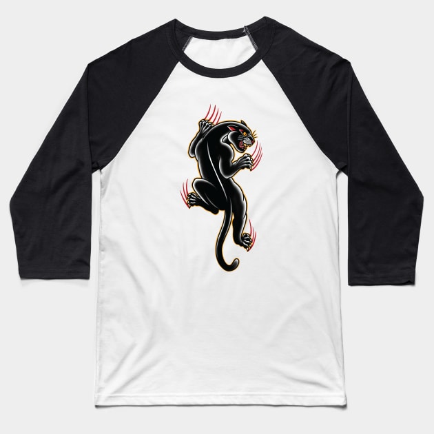 Traditional Tattoo Panther illustration Baseball T-Shirt by Seven Relics